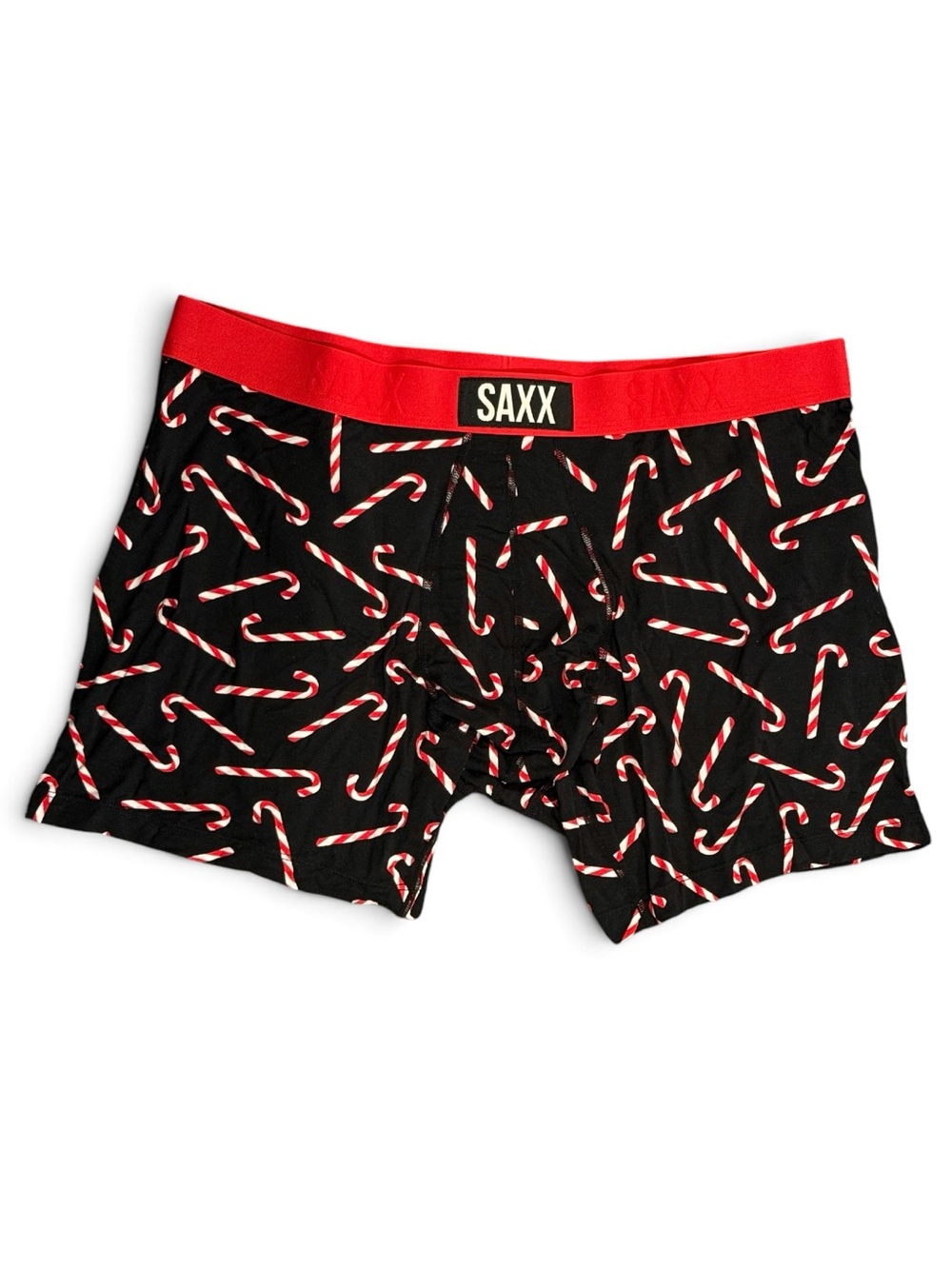 SAXX Vibe Ballpark Pouch slim fit soft boxer brief holiday candy cane pattern XL